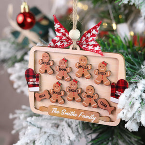 Personalized Family Gingerbread 2 Layered Wooden Christmas Ornament 2026