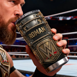 Personalized Wrestling Champion Tumbler, Custom Name Belt Style 20oz Tumbler, Wrestling Fan Gift