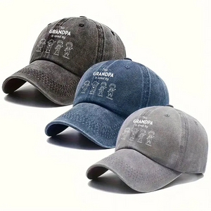 This Grandpa Is Loved By - Personalized Custom Vintage Washed Denim Cap