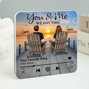 Romantic Couple Hand-in-Hand Personalized Music Fridge Magnet - Personalized Anniversary & Valentine's Gift for Couples