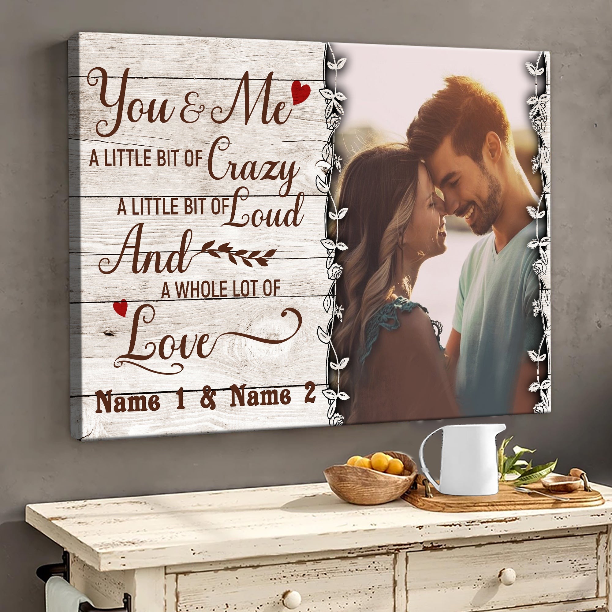 You and Me A Little Bit Crazy Personalized Anniversary Poster