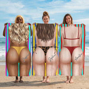Personalized Beach Towel - Funny Big B*tt Illusion for Girls Beach Trip