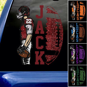 Personalized American Football Player Car Decal - Gift For American Football Lovers