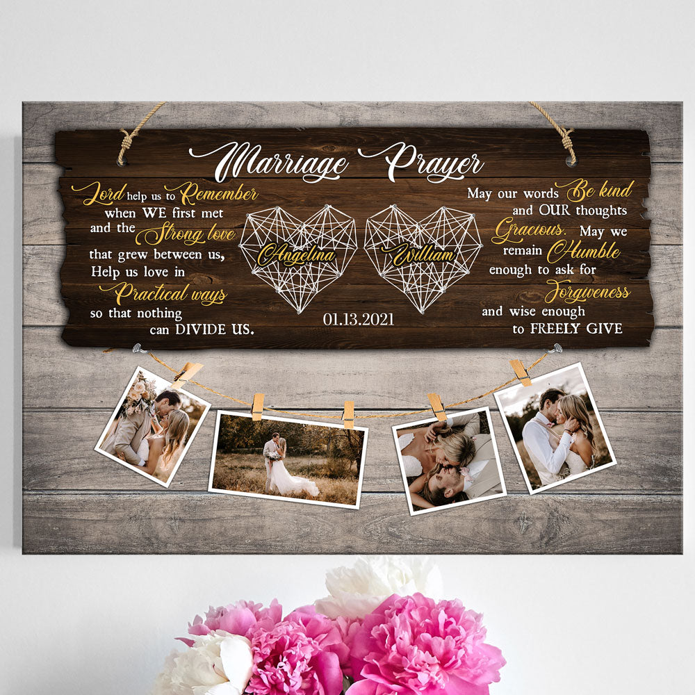 Wife Husband Wedding Couple Married Personalized Anniversary Canvas Poster