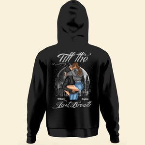 From The First Kiss Till The Last Breath-Personalized Matching Couple Back Printed Hoodies