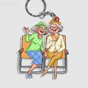 Personalized Gift for Friends Sitting Ladies Acrylic Keychain