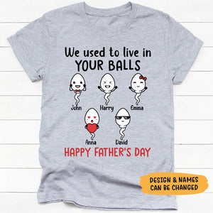 We Used To Live In Your Balls, Personalized Shirt, Custom Gifts For Father