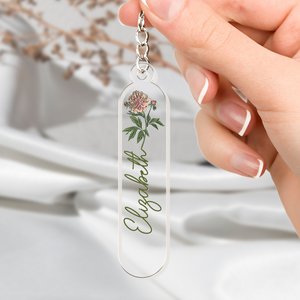 Birthday Flower Birth Floral With Name - Personalized Acrylic Keychain