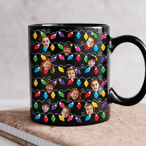 Funny Custom Big Face Christmas Lights - Personalized Photo Mug