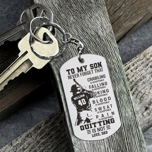 To My Son Crawling Is Acceptable - Personalized Baseball Stainless Steel Keychain