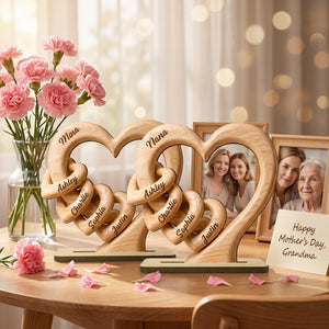 Personalized Heart Wooden Plaque - Gift For Mother's Day