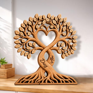 Personalized Heart Tree Wooden Plaque - Gift For Anniversary Lovers
