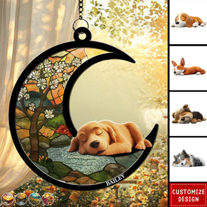 Dreaming Of Treats And Belly Rubs - Personalized Suncatcher - Gift For Dog Lovers