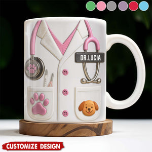 Medical Professional Design With Stethoscope And Dog Cat - Personalized Coffee Mug - Gift For Veterinarians