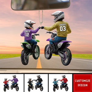 Dirt Bike Dad And Kid - Personalized Dirt Bike Car Ornament