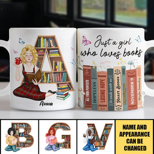 Just A Girl Who Loves Books, Personalize Accent Mug, Gifts For Book Lover