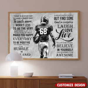 Today Is A Good Day-Motivational Personalized Football Boy Poster-Gift For Football Lovers