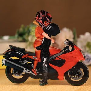 Motorcycle Kissing Doll Couple Personalized Acrylic Plaque