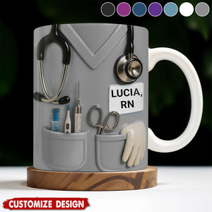 Celebrate Everyday Heroes, Stethoscope And Medical Instruments - Personalized Coffee Mug - Perfect Gift For Nurses