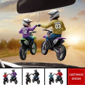 Dirt Bike Dad And Kid - Personalized Dirt Bike Car Ornament