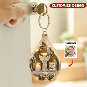 Personalized Angel&Candle Memorial Keychain – Memorial Gift