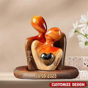 Elegant Couple Statue with Heart Inlay - Personalized Couple Acrylic Plaque