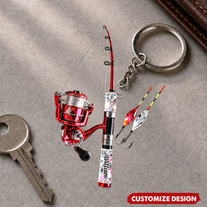 Personalized Stained Glass Fishing Gear Keychain Gift For Fishing Lover