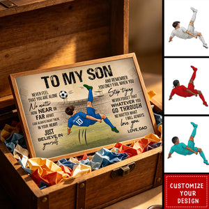 Personalized To My Son Soccer Canvas Poster, Custom Name & Jersey Number Sports Wall Art, Football Player Room Decor