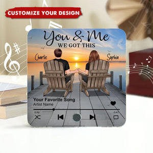 Romantic Couple Hand-in-Hand Personalized Music Fridge Magnet - Personalized Anniversary & Valentine's Gift for Couples