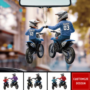 Dirt Bike Dad And Kid - Personalized Dirt Bike Car Ornament