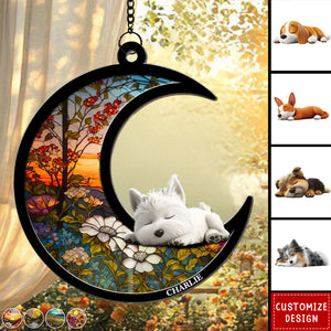 Dreaming Of Treats And Belly Rubs - Personalized Suncatcher - Gift For Dog Lovers
