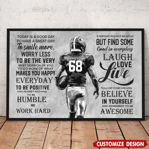 Today Is A Good Day-Motivational Personalized Football Boy Poster-Gift For Football Lovers