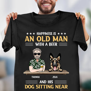Happiness Is... Dog Personalized Shirt, Personalized Father's Day Gift for Dog Lovers, Dog Dad