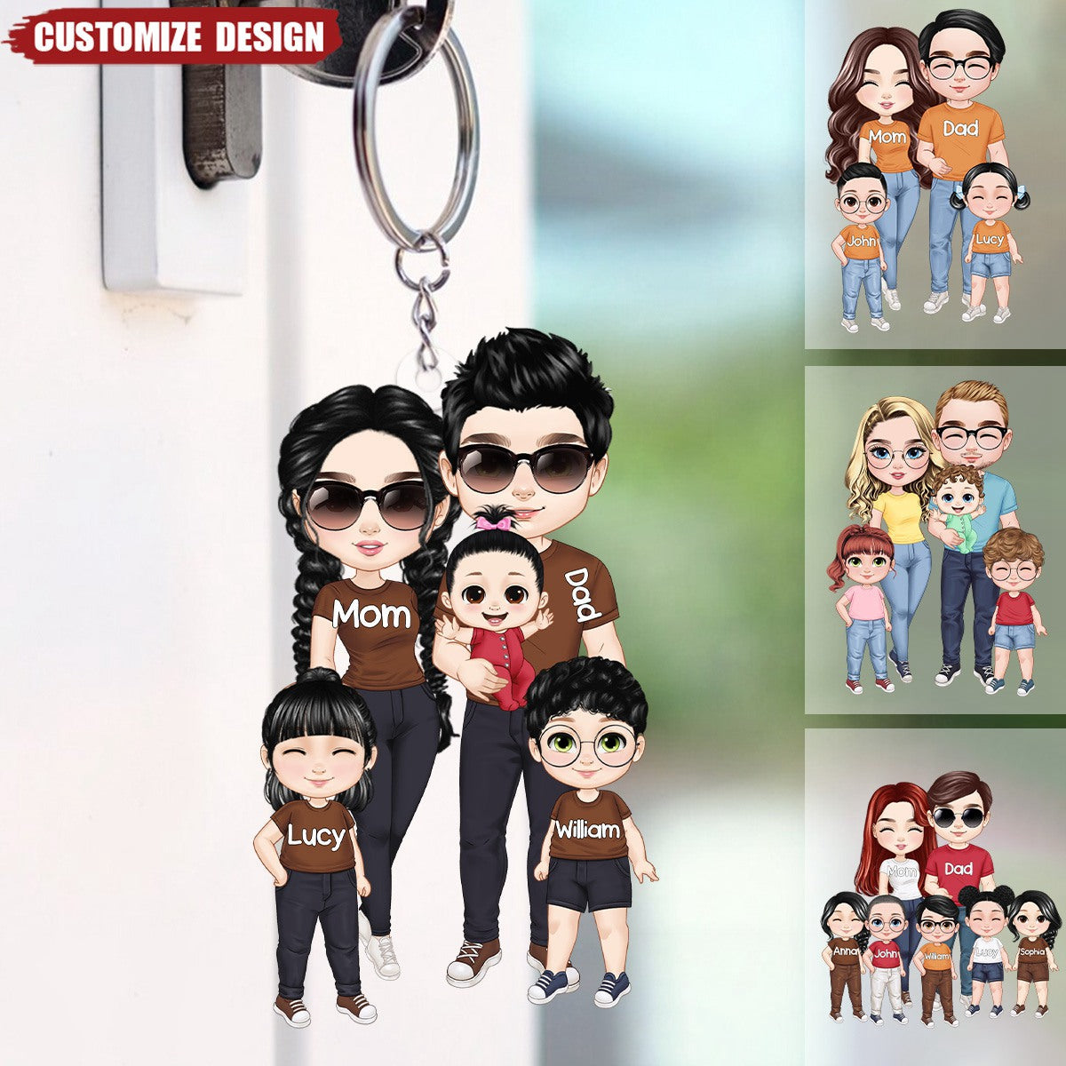 Doll Personalized Family Keychain - Gift For Family
