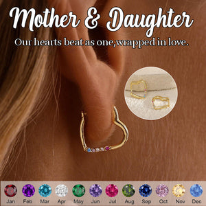 Personalised Birthstone Heart Huggies Earrings, Tiny Birthstone Hoop Earring