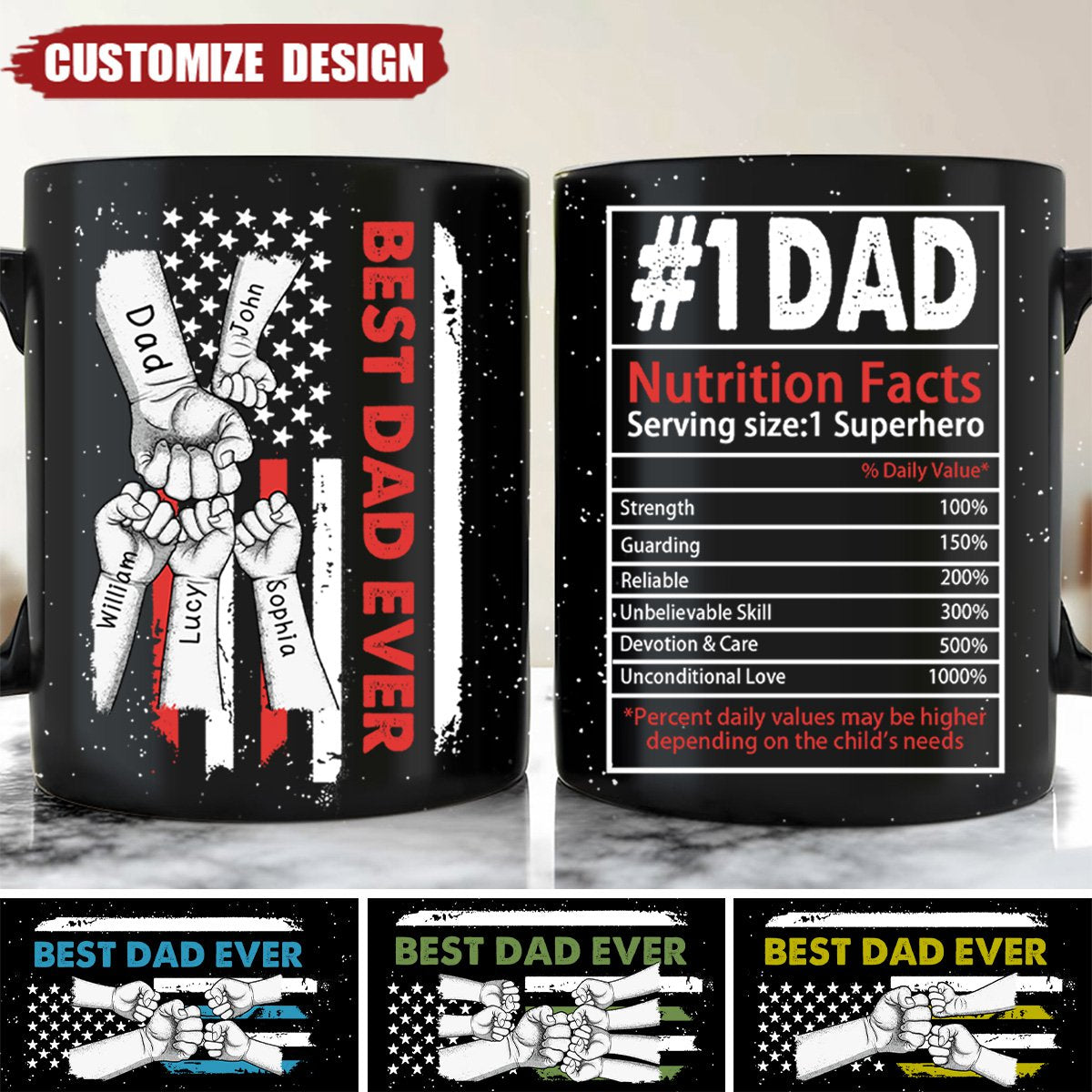 Best Dad Ever Fist Pump - Gift For Dad, Father - Personalized Mug