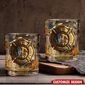 Awsome Fighter - Personalized Firefighter Whiskey Glass