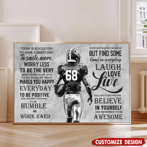 Today Is A Good Day-Motivational Personalized Football Boy Poster-Gift For Football Lovers
