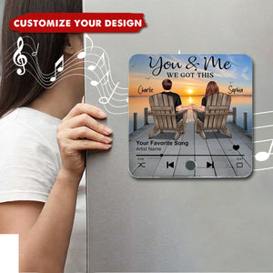 Romantic Couple Hand-in-Hand Personalized Music Fridge Magnet - Personalized Anniversary & Valentine's Gift for Couples