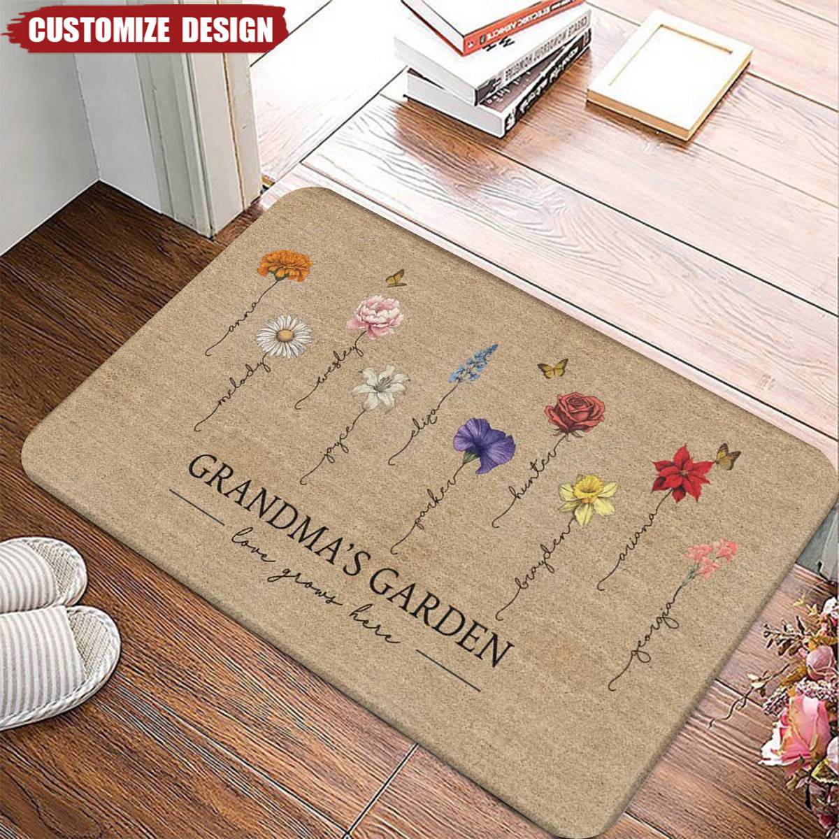 Grandma's Garden Love Grows Here - Personalized Doormat - Mother's Day Gift For Mom, Grandma