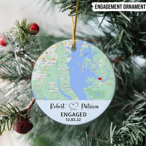 Custom Photo Two Sides Map Valentine Ornament