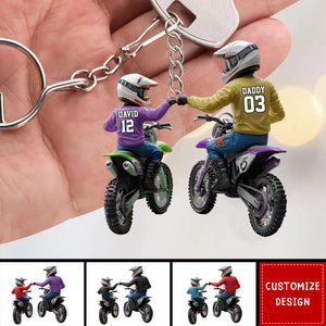 Dirt Bike Dad And Kid - Personalized Dirt Bike Acrylic Keychain