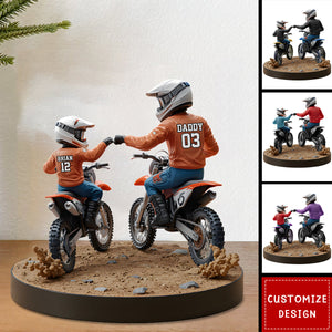 Dirt Bike Dad And Kid - Personalized Dirt Bike Shaped Acrylic Plaque