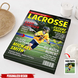 Custom Lacrosse Magazine Cover Poster, Gift For Lacrosse Player