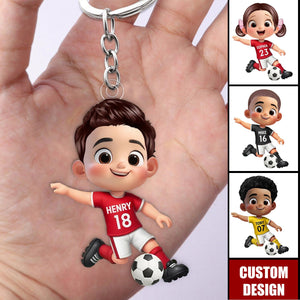 Personalized Soccer Player Acrylic Keychain -Gift for Boys & Girls