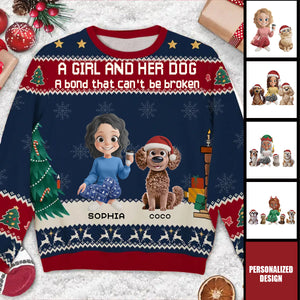 A Girl And Her Dog Christmas-Personalized Unisex Ugly Sweatshirt