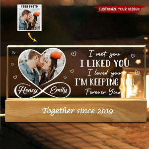 Custom Photo Love Conquers All - Couple Personalized Custom Acrylic Letters 3D LED Night Light - Gift For Husband Wife, Anniversary