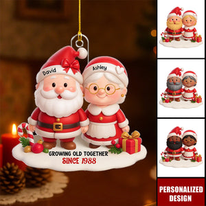 Santa Couple Growing Old Together Personalized Acrylic Ornament