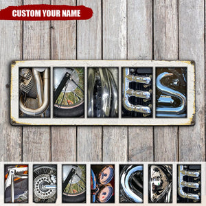 Motorcycle Name Art Metal Sign, Personalized Metal Wall Art, Gift For Biker, Motorcycle Lovers