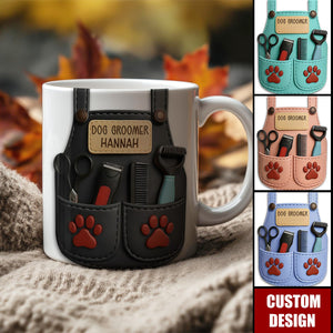Celebrate Your Favorite Dog Groomer, Scissors And Paw Prints Mug, Gift For Pet Care Professionals And Dog Lovers